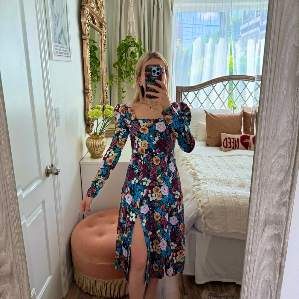 Nasty Gal Pink and Blue Bodycon Dress with Slit